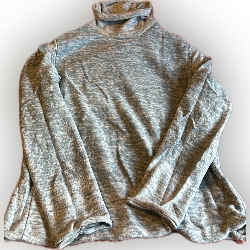 J. Jill light blue marled cotton turtleneck sweater